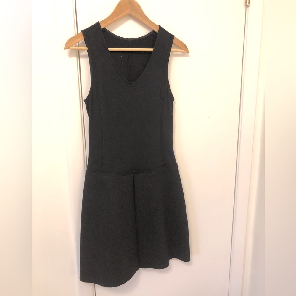 Theory sleeveless jersey tank dress with wool skirt